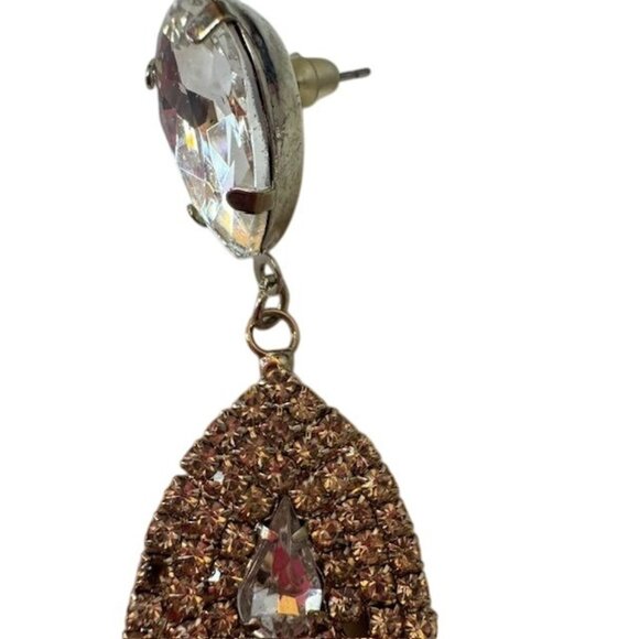 Vintage Crystal Teardrop Dangle Earrings - Picture 2 of 5